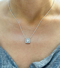 Load image into Gallery viewer, Round Cut CVD Diamond Pendant And Chain Dainty 14k Solid White Gold Necklace And Chain Bridal Wedding Gift Filigree Halo Style 0.95ctw