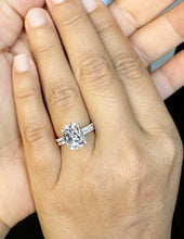 Load image into Gallery viewer, Cushion Cut Moissanite And Round Cut Natural Diamonds Sides In 14K Solid Yellow Gold Engagement Ring And Matching Band Four Prong set 5.20ct