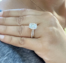 Load image into Gallery viewer, Cushion Cut Moissanite And Round Cut Natural Diamonds Sides In 14K Solid Yellow Gold Engagement Ring And Matching Band Four Prong set 5.20ct