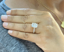 Load image into Gallery viewer, Cushion Cut Moissanite And Round Cut Natural Diamonds Sides In 14K Solid Yellow Gold Engagement Ring And Matching Band Four Prong set 5.20ct