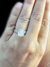 Load image into Gallery viewer, Cushion Cut Moissanite And Round Cut Natural Diamonds Sides In 14K Solid Yellow Gold Engagement Ring And Matching Band Four Prong set 5.20ct