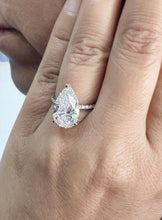 Load image into Gallery viewer, Pear Shape And Round Cut Diamonds Engagement Ring IGI Certified 14k Solid White Gold Hidden Halo Style Wedding Ring 5.50ctw G-VS2
