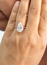 Load image into Gallery viewer, Pear Shape And Round Cut Diamonds Engagement Ring IGI Certified 14k Solid White Gold Hidden Halo Style Wedding Ring 5.50ctw G-VS2