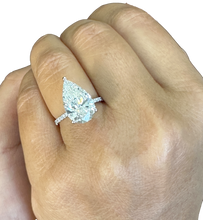 Load image into Gallery viewer, Pear Shape And Round Cut Diamonds Engagement Ring IGI Certified 14k Solid White Gold Hidden Halo Style Wedding Ring 5.50ctw G-VS2