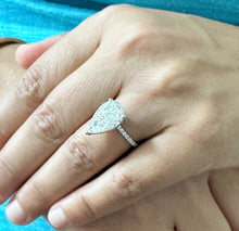 Load image into Gallery viewer, Pear Shape And Round Cut Diamonds Engagement Ring IGI Certified 14k Solid White Gold Hidden Halo Style Wedding Ring 5.50ctw G-VS2