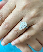 Load image into Gallery viewer, Pear Shape And Round Cut Diamonds Engagement Ring IGI Certified 14k Solid White Gold Hidden Halo Style Wedding Ring 5.50ctw G-VS2