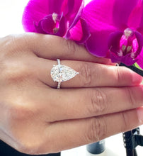Load image into Gallery viewer, Pear Shape And Round Cut Diamonds Engagement Ring IGI Certified 14k Solid White Gold Hidden Halo Style Wedding Ring 5.50ctw G-VS2