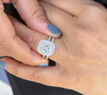 Load image into Gallery viewer, Cushion Cut And Round Cut Diamond Engagement Ring And Matching Band IGI Certified 14k Solid White Gold Double Halo Bridal Set 2.70ct F-VS2