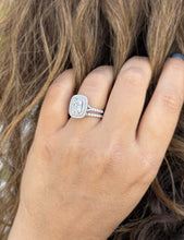 Load image into Gallery viewer, Cushion Cut And Round Cut Diamond Engagement Ring And Matching Band IGI Certified 14k Solid White Gold Double Halo Bridal Set 2.70ct F-VS2