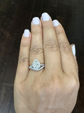 Load image into Gallery viewer, GIA Certified Natural Pear Shape And Round Cut Diamonds Engagement Ring And Band 14k Solid White Gold Halo Style Wedding Bridal Set 1.80ctw