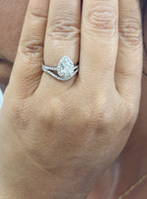 Load image into Gallery viewer, GIA Certified Natural Pear Shape And Round Cut Diamonds Engagement Ring And Band 14k Solid White Gold Halo Style Wedding Bridal Set 1.80ctw