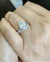 Load image into Gallery viewer, GIA Certified Natural Pear Shape And Round Cut Diamonds Engagement Ring And Band 14k Solid White Gold Halo Style Wedding Bridal Set 1.80ctw