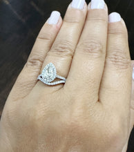 Load image into Gallery viewer, GIA Certified Natural Pear Shape And Round Cut Diamonds Engagement Ring And Band 14k Solid White Gold Halo Style Wedding Bridal Set 1.80ctw