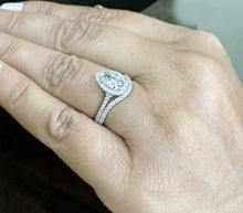 Load image into Gallery viewer, GIA Certified Natural Pear Shape And Round Cut Diamonds Engagement Ring And Band 14k Solid White Gold Halo Style Wedding Bridal Set 1.80ctw