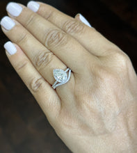 Load image into Gallery viewer, GIA Certified Natural Pear Shape And Round Cut Diamonds Engagement Ring And Band 14k Solid White Gold Halo Style Wedding Bridal Set 1.80ctw