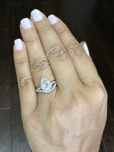 Load image into Gallery viewer, GIA Certified Natural Pear Shape And Round Cut Diamonds Engagement Ring And Band 14k Solid White Gold Halo Style Wedding Bridal Set 1.80ctw