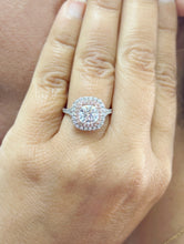 Load image into Gallery viewer, Cushion And Round Cut Diamond Engagement Ring Double Halo IGI Certified Double Halo Women's 14k Solid White And Rose Gold 3.00ct G-VS2