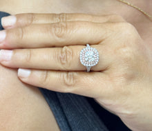 Load image into Gallery viewer, Cushion And Round Cut Diamond Engagement Ring Double Halo IGI Certified Double Halo Women's 14k Solid White And Rose Gold 3.00ct G-VS2