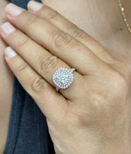 Load image into Gallery viewer, Cushion And Round Cut Diamond Engagement Ring Double Halo IGI Certified Double Halo Women's 14k Solid White And Rose Gold 3.00ct G-VS2