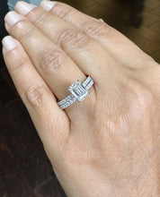 Load image into Gallery viewer, GIA Certified Emerald Cut And Round Cut Natural Diamond Engagement Ring And Matching Band Bridal Set 14k Solid White Gold Wedding Set 2.40ct
