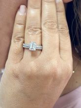 Load image into Gallery viewer, Emerald Cut And Round Cut IGI Certified Diamond Engagement Ring And Matching Band Bridal Set In 14k Solid White Gold Wedding Set 2.30ctw
