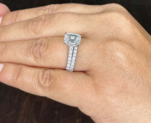 Load image into Gallery viewer, GIA Certified Emerald Cut And Round Cut Natural Diamond Engagement Ring And Matching Band Bridal Set 14k Solid White Gold Wedding Set 2.40ct