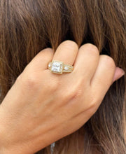 Load image into Gallery viewer, Princess Cut And Round And Marquise Cut Diamond Engagement Ring IGI Certified 14k Solid Yellow Gold Halo Style Wedding Ring 3.25ct G-VS2