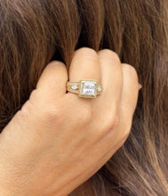 Load image into Gallery viewer, Princess Cut And Round And Marquise Cut Diamond Engagement Ring IGI Certified 14k Solid Yellow Gold Halo Style Wedding Ring 3.25ct G-VS2