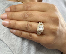 Load image into Gallery viewer, Princess Cut And Round And Marquise Cut Diamond Engagement Ring IGI Certified 14k Solid Yellow Gold Halo Style Wedding Ring 3.25ct G-VS2