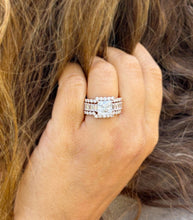 Load image into Gallery viewer, Princess Cut And Emerald Baguettes and Round Cut IGI Certified Engagement Ring And Two Bands 14k Solid Rose Gold Wedding Bridal Set 5.00ctw