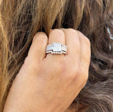 Load image into Gallery viewer, Princess Cut And Emerald Baguettes and Round Cut IGI Certified Engagement Ring And Two Bands 14k Solid Rose Gold Wedding Bridal Set 5.00ctw