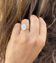 Load image into Gallery viewer, GIA Certified Oval Cut Natural Diamond And Round Sides Engagement Ring 14k Solid Yellow Gold Bridal Ring Wedding Ring Hidden Halo Style 2.15