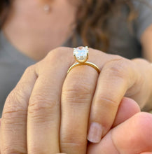 Load image into Gallery viewer, GIA Certified Oval Cut Natural Diamond And Round Sides Engagement Ring 14k Solid Yellow Gold Bridal Ring Wedding Ring Hidden Halo Style 2.15
