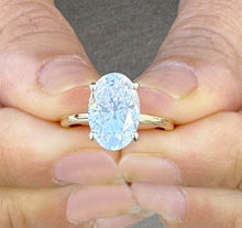 Load image into Gallery viewer, Oval Cut Diamond And Round Sides Engagement Ring IGI Certified 14k Solid Yellow Gold Bridal Ring Wedding Ring Hidden Halo Style 3.15ctw