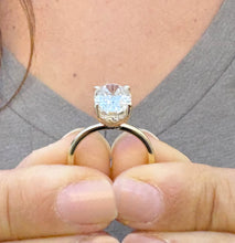 Load image into Gallery viewer, Oval Cut Diamond And Round Sides Engagement Ring IGI Certified 14k Solid Yellow Gold Bridal Ring Wedding Ring Hidden Halo Style 3.15ctw