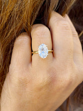 Load image into Gallery viewer, Oval Cut Diamond And Round Sides Engagement Ring IGI Certified 14k Solid Yellow Gold Bridal Ring Wedding Ring Hidden Halo Style 3.15ctw