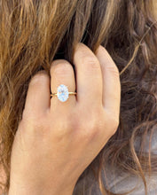 Load image into Gallery viewer, Oval Cut Diamond And Round Sides Engagement Ring IGI Certified 14k Solid Yellow Gold Bridal Ring Wedding Ring Hidden Halo Style 3.15ctw