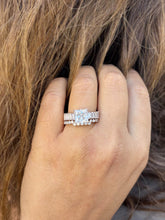 Load image into Gallery viewer, Princess Cut And Emerald Baguettes and Round Cut IGI Certified Engagement Ring And Bands 14k Solid Rose Gold Wedding Bridal Set 4.25ctw