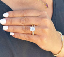 Load image into Gallery viewer, Oval, Round And Baguettes Cut Diamond Engagement Ring And Matching Band Solitaire Ring IGI Certified 14k Solid Yellow Gold Bridal Set 3.30ctw