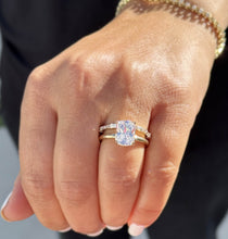 Load image into Gallery viewer, Oval, Round And Baguettes Cut Diamond Engagement Ring And Matching Band Solitaire Ring IGI Certified 14k Solid Yellow Gold Bridal Set 3.30ctw