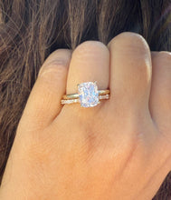 Load image into Gallery viewer, Oval, Round And Baguettes Cut Diamond Engagement Ring And Matching Band Solitaire Ring IGI Certified 14k Solid Yellow Gold Bridal Set 3.30ctw