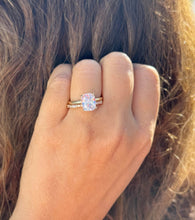 Load image into Gallery viewer, Oval, Round And Baguettes Cut Diamond Engagement Ring And Matching Band Solitaire Ring IGI Certified 14k Solid Yellow Gold Bridal Set 3.30ctw