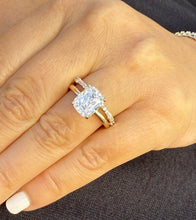 Load image into Gallery viewer, Oval, Round And Baguettes Cut Diamond Engagement Ring And Matching Band Solitaire Ring IGI Certified 14k Solid Yellow Gold Bridal Set 3.30ctw