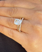 Load image into Gallery viewer, Oval, Round And Baguettes Cut Diamond Engagement Ring And Matching Band Solitaire Ring IGI Certified 14k Solid Yellow Gold Bridal Set 3.30ctw