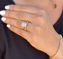 Load image into Gallery viewer, Oval, Round And Baguettes Cut Diamond Engagement Ring And Matching Band Solitaire Ring IGI Certified 14k Solid Yellow Gold Bridal Set 3.30ctw