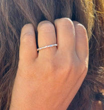 Load image into Gallery viewer, Round And Baguettes Cut CVD Diamond Band Minimalist Stackable Band Set In 14k Solid Yellow Gold Anniversary Bridal Band Gift For Her 0.40cw
