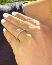 Load image into Gallery viewer, Round And Baguettes Cut CVD Diamond Band Minimalist Stackable Band Set In 14k Solid Yellow Gold Anniversary Bridal Band Gift For Her 0.40cw