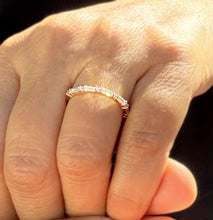 Load image into Gallery viewer, Round And Baguettes Cut CVD Diamond Band Minimalist Stackable Band Set In 14k Solid Yellow Gold Anniversary Bridal Band Gift For Her 0.40cw