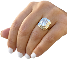 Load image into Gallery viewer, Cushion Cut Diamond Engagement Ring IGI Certified Set In 14K Solid Yellow Gold Solitaire Style Ring Bezel Set Design Wedding Ring 3.00ct