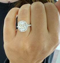 Load image into Gallery viewer, Cushion Cut Moissanite and Round Cut Sides Engagement Ring In Halo Style 14K Solid White Gold Wedding Ring Split Shank Bridal Ring 5.60ctw